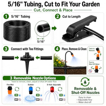 200FT 5/16" Drip Irrigation Kit, 36 Emitters for Raised Beds - size: 200FT / 36 Emitters