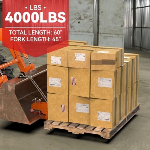 Clamp on Pallet Forks for Tractor Bucket 60" Total Length 4000LBS Capacity