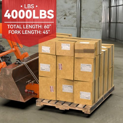 Clamp on Pallet Forks for Tractor Bucket 60" Total Length 4000LBS Capacity