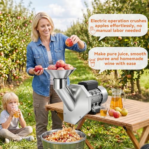 550W Electric Fruit Apple Crusher, 304 Stainless Steel Fruit Crusher