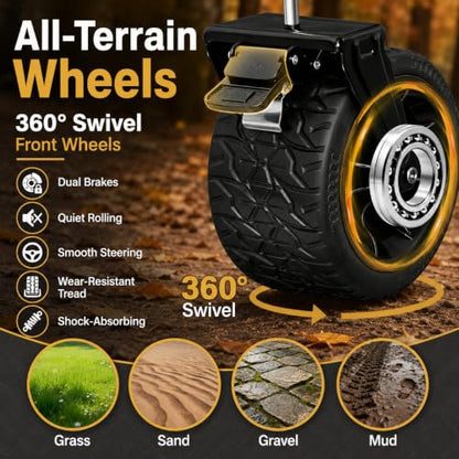 Wagons Carts Foldable Heavy Duty, 600 lb Tank Wheel Wagon with Brakes - color: Light Black