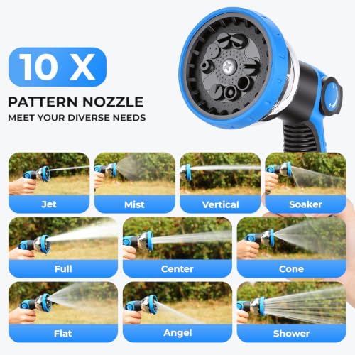 Homdox Retractable Garden Hose Reel 5/8 in x 82ft, Wall Mounted Automatic Water Hose Reel, 10 Pattern Nozzle, Auto Rewind and Lock at Any Length, 180°Swivel Bracket, UV Resistant - size: 5/8'' 82FT