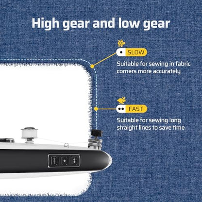 Handheld Sewing Machine, Dual Speed Hand Held Sewing Machine, Sewing Mini Portable Machine for Beginners, Adults, DIY, Home, Travel - White