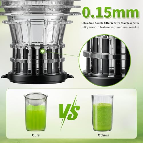 5ive Cold Press Juicer, 5.1" Juicer Press with 41oz Capacity for Fruits Veg - color: Silver Gray