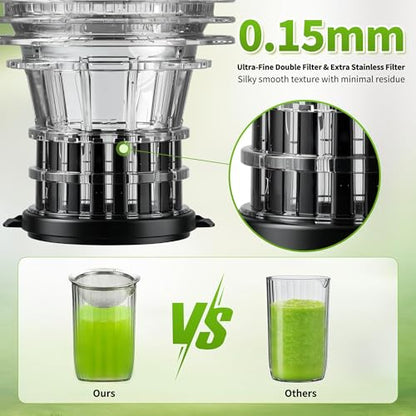 5ive Cold Press Juicer, 5.1" Juicer Press with 41oz Capacity for Fruits Veg - color: Silver Gray