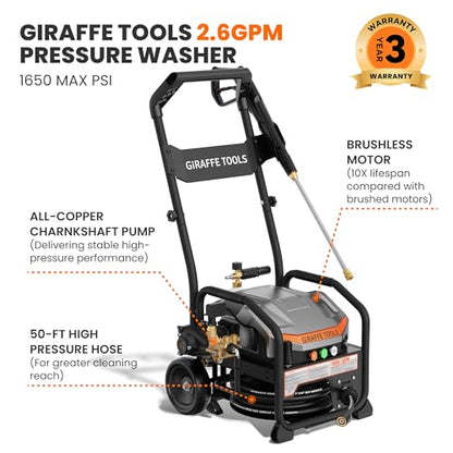 Giraffe Tools Crossfalls Pressure Washer Ultra with 2 Wheels, 50FT Hoses