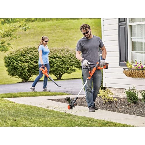 BLACK+DECKER 40V Max Cordless Sweeper & String Trimmer, Battery & Charger Included (LCC340C)