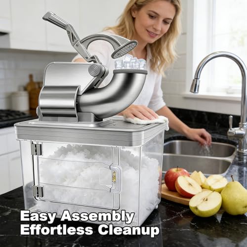 700lbs/h Snow Cone Machine Commercial Ice Shaver Dual Blade Stainless Steel