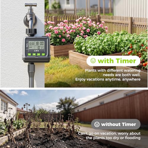 Sprinkler Timer for Garden Hose, Programmable Watering Timer with Rain Delay, Outdoor Automatic& Manual Irrigation Controller System for Lawn/Yard/Greenhouse V104 - color: Light Gray