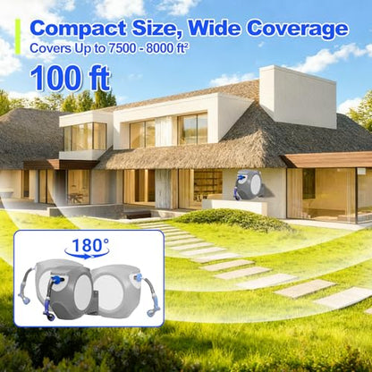 SPECILITE Retractable Garden Water Hose Reel 100 FT, 304 Stainless Steel