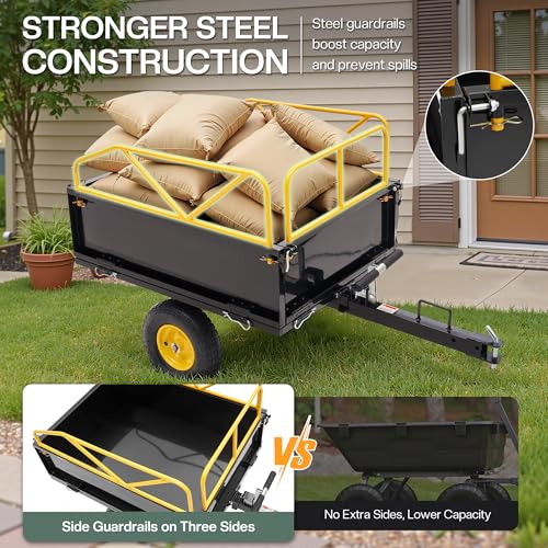 Jocisland 500 LBS ATV UTV Tow Behind Dump Cart, Garden Utility Trailer