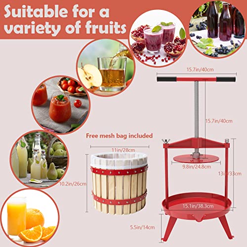 3.17 Gallon/12L-T Handle fruit press with apple crusher
