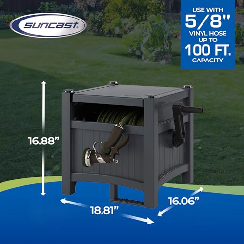 Suncast 100 ft Garden Hose Reel Hideaway, Cyberspace Grey - size: 100' (Cyberspace)
