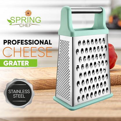 Spring Chef Stainless Steel XL Cheese Grater for Kitchen, Mint - color: Mint