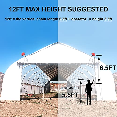 UYGALAXY Manual Winch Greenhouse Film Roll Up Roof Unit for Ventilation ﻿Agricultural Manual Film Coiler Device Side Top Film Coiling Rolling Blinds Machine(13ft Circumference Chain) - size: 12 feet Operable for Top