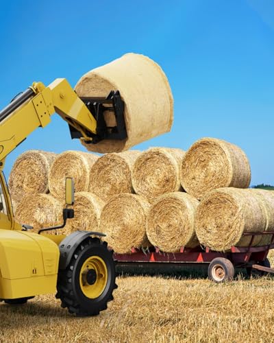 49" Hay Spear, 4500lbs Capacity Bale Spear with 2 Pcs 17" Stabilizer Spears - size: bale spear with stabilizer spear & sleeve