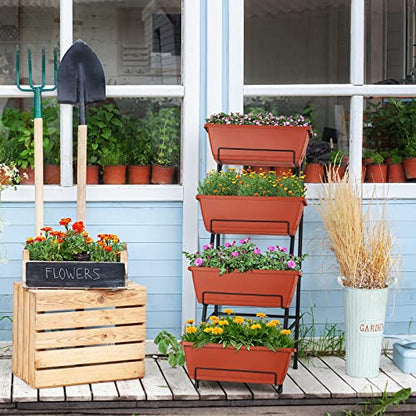Raised Garden Bed with Legs 4 Tier Vertical Herb Garden Planter, Brick Red - color: Brick Red