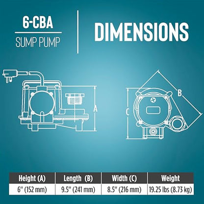 Little Giant 6-CBA 115V, 1/3 HP Bronze Automatic Sump Pump, 10' Cord