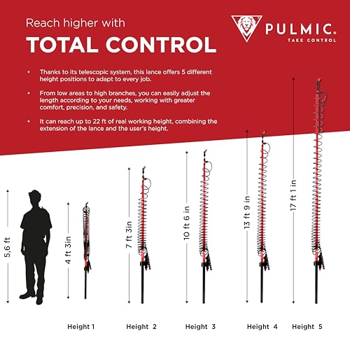 PULMIC Extensible Telescopic Sprayer Lance 16.4ft with Adjustable Nozzle - Ideal for Pesticides, Fertilizers, Roof & Gutter Cleaning, Tree & Garden Applications - Lightweight, High Reach Sprayer
