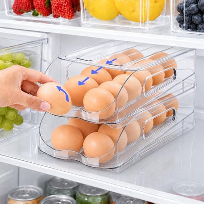 SMRCAD 12-Egg Dispenser with Silicone Bumpers, Auto-Rolling, Stackable - size: 1 Layer Holder 12 Eggs(M SIZE)