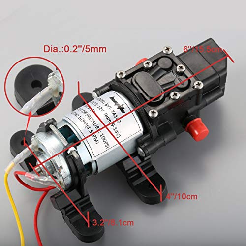 12V DC Fresh Water Diaphragm Pump, 4 L/Min 1.0 GPM 80 PSI