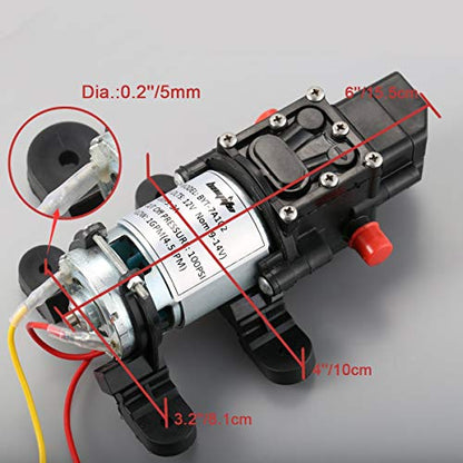 12V DC Fresh Water Diaphragm Pump, 4 L/Min 1.0 GPM 80 PSI