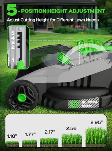 TIECTOWN 40V 16" Cordless Electric Lawn Mower with 4.0Ah Battery - Green