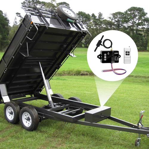briidea Wireless Dump Trailer Remote Control – Compatible with 3-Wire & 4-Wire Hydraulic Trailer Controllers, 100FT Range, Low Voltage Protection, Easy Adhesive Installation