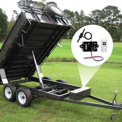 briidea Wireless Dump Trailer Remote Control – Compatible with 3-Wire & 4-Wire Hydraulic Trailer Controllers, 100FT Range, Low Voltage Protection, Easy Adhesive Installation