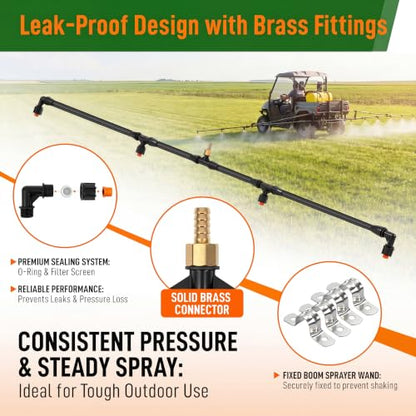 Boom Sprayer Wand ATV Sprayers Boom Kit with 3/8 Inch Brass Barb Fittings