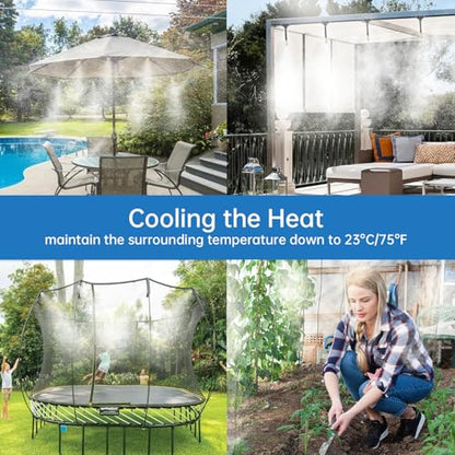 360° Automatic Drip Irrigation Kit - 5/16'' Tubing, Adjustable Universal Spray Nozzle, Copper Atomizing System for Garden/Lawn/Greenhouse - Multi-Directional Rotation, Quick Connectors, 65FT - size: 65FT