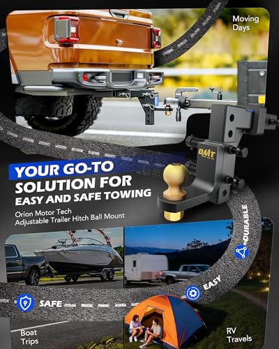 Orion Motor Tech Adjustable Trailer Hitch Ball Mount - 2" Receiver & Ball - size: 2" Receiver 9-1/2" Drop & 8-1/4" Rise