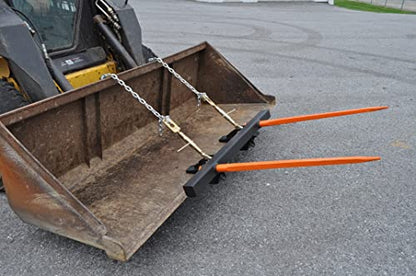 Bucket Hay Bale Spear Attachment w/ 2 x 43" Prongs. Rated 3000 Lb - Sr.2 - size: 2 x 43"