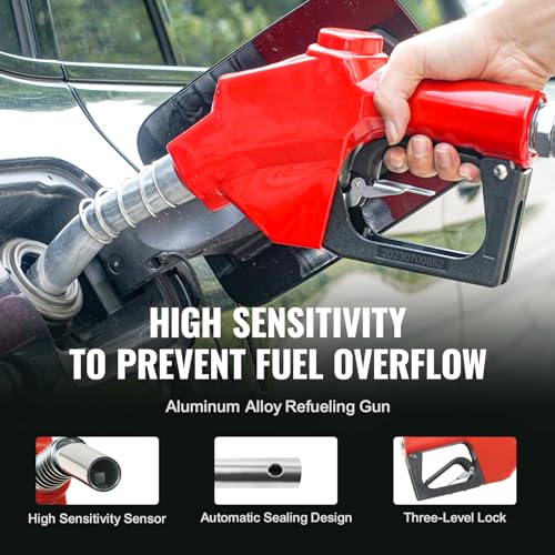 VEVOR Fuel Hose Reel, 3/4 inch x 66 ft Retractable, Spring Driven Auto Swivel Rewind, 300 PSI, Heavy-Duty Carbon Steel Construction with Industrial Grade Rubber Hose, for Diesel Fuel, Kerosene - color: 3/4" 60 Ft