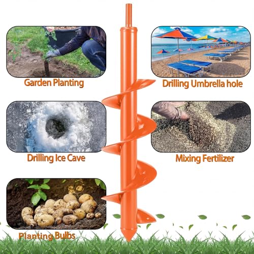 4 x 16'' Heavy Duty Auger Drill Bit for Planting (Orange) - color: Orange