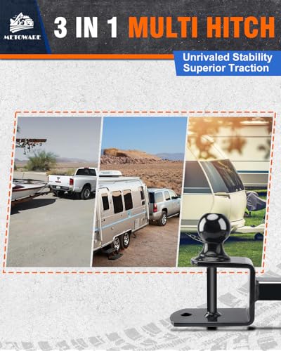 METOWARE ATV/UTV Trailer Hitch, 3-in-1 Ball Mounts, Fit 1-1/4" Receiver - size: 1-1/4"Receiver