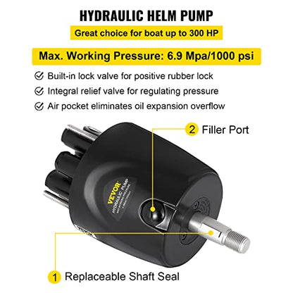 VEVOR Outboard Hydraulic Steering Kit, Hydraulic Steering Cylinder, Hydraulic Outboard Steering Kit - size: 300HP