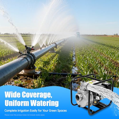 3 Inch Trash Pump, 7.5HP 210cc Gasoline Powered Water Pump, 60m³/h Flow, 3" Inlet/Outlet, 91.86ft Head, 22.97ft Suction, Portable High Flow Water Transfer Pump for Farm Irrigation, Pool, Garden - size: 3 inch