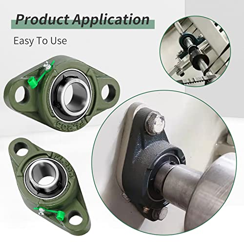 UCFL205-16 Pillow Block Bearing, Flange-Mount Ball Bearing Unit, 1 in Bore, 2-Bolt Flange, Self Aligning Cast Iron Housing, Set Screw Locking Style Flange Pillow Block Bearing (Pack of 2) - size: 5.118 in (Pack of 2)