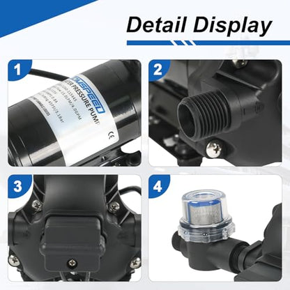 RV Water Pump, 115V AC 4.0 GPM 45 PSI, Self-Priming Diaphragm Pressure Pump - size: 4.0-115V-45