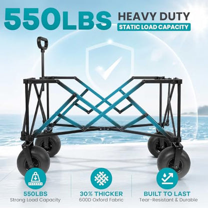 FUNDANGO 300L Beach Wagon with 9" Balloon Wheels, Pump Included - color: Sea Blue