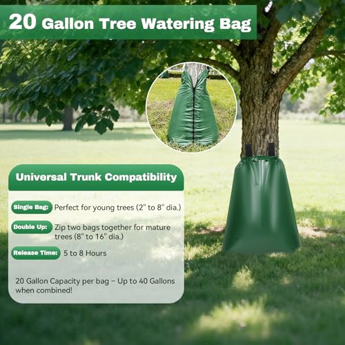 20 Gallon Tree Watering Bag 1Pc, Slow Release Drip Irrigation for New Trees, Durable PVC Deep Root Watering Device for Water Saving, Garden & Orchard