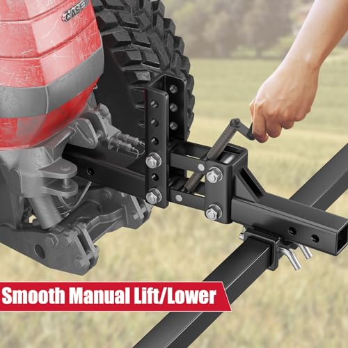 ATV/UTV Manual Implement Lift, 1-Point and 2-Inch Receiver, 50 in, Adjustable Height, UTV ATV Rake Scrape Blade Plow Disc Universal Tow Behind Attachments