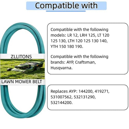144200 Deck Belt 1/2" x 88" Replacement for AYP 419271 531007562 532131290 - size: 4L880(144200)