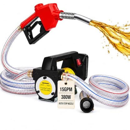 15GPM Fuel Transfer Pump, Auto-Stop, 380W, Leak-Proof&Lock-on(NOT for Gas) - color: 15GPM, size: Compatible with DeWalt & Milwaukee Batteries