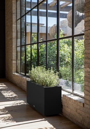 Veradek Block Series Long Box Planter - Rectangular Outdoor Planter - color: Black, size: Medium - 2 Pack
