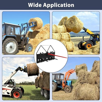 49" Hay Spear - Heavy Duty Bale Spike Quick Attach Square Hay Bale Spears, Bale Fork for Buckets Tractors Loaders - 4500Lbs Capacity