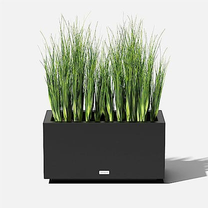 Veradek Block Series Long Box Planter - Rectangular Outdoor Planter - color: Black, size: Small
