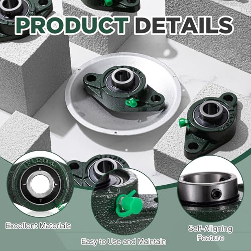Threlaco 10 Pack Ucfl204-12 Pillow Block Bearing 1 in Bore - style: UCFL204-12