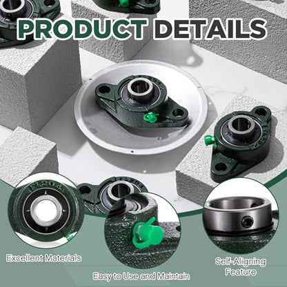 Threlaco 10 Pack Ucfl204-12 Pillow Block Bearing 1 in Bore - style: UCFL204-12